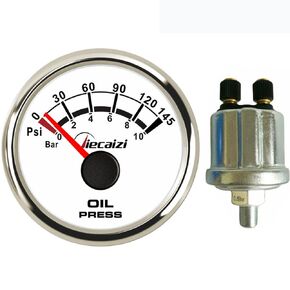 52mm/2-1/16" 10-184 ohms Oil Pressure Gauge Fuel Pressure Gauge 0-10bar 0-145psi 7 Backlight Colors with Sender
