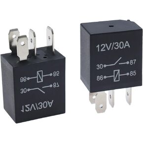 2 PCS Four-pin Automotive Relay, DC 12V 30A Flame-Retardant Housing Waterproof Starting Relay, Multi-Functional Motor Replacement Accessory, Fit for Most Models (Black)