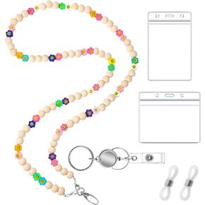 Teacher Lanyards for ID Badges Wooden Beaded Lanyard Fashion Teacher Gift Teacher Lanyards