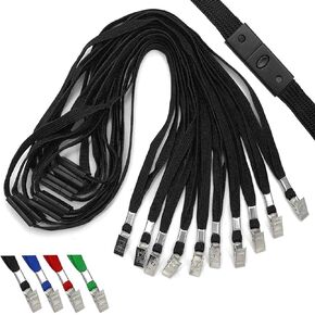 Black Lanyards 25 Pack Breakaway Lanyard Comfortable Neck Straps Premium Bulk Lanyards Badge Bulldog Clip