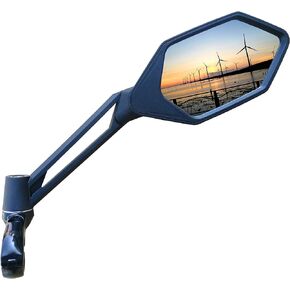 MEACHOW New Scratch Resistant Glass Lens,Handlebar Bike Mirror, Adjustable Safe Rearview Mirror, Bicycle Mirror (Silver Left Side) ME-005LS