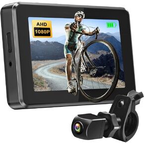 PARKVISION Bike Mirror,1080P AHD Bicycle Rear View Camera with 4.3''Screen,360°Rotatable Bracket DIY Installation Bike Handlebar Mirror,Crystal Night Vision with 110°Appropriate Angle for Most Bikes