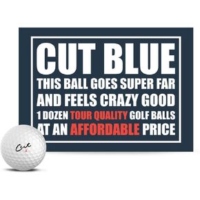 Cut Blue Golf Balls, 4 Piece Urethane (One Dozen)
