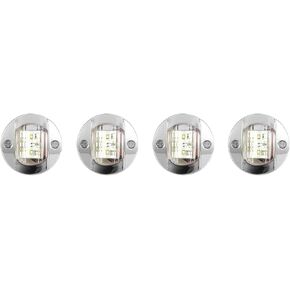 Marine Boat Lights White Courtesy Transom Cabin Stern Cockpit Navigation LED Lights 3 Inch 6-2835-SMD LEDs 12V Round Chrome Clear Lens Waterproof, Pack of 4