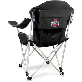 PICNIC TIME NCAA Reclining Camp Chair, One Size, Black with Gray Accents