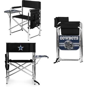 PICNIC TIME NFL Sports Side Table, Beach, Camp Chair for Adults, 19 x 24 x 33, Black