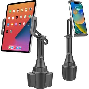 SkyTitan Cup Holder Tablet Mount 2-in-1 for iPhone iPad Holder for Car Adjustable Height for 5-11 Inch Tablets iPad Pro Air Mini Samsung Z Fold Series