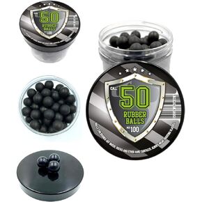 Rubber Balls in .50 Caliber 100 x Premium Quality 1.6 Grams Hard Rubberballs Reusable Paintballs Less Lethal Projectiles for Home Self Defense Training Pistols in 50 Cal.