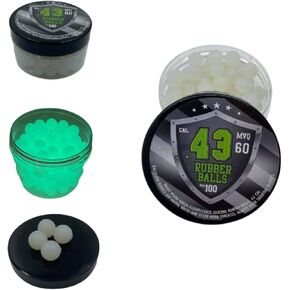 100 x Night Vision Fluorescent Silicon Rubber Balls Paintballs Reballs Glowing in The Dark for Training Self and Home Defense Pistols in 43 Caliber in Kuwait