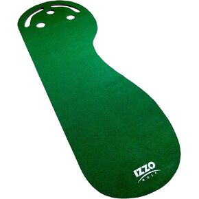 IZZO Golf 3' x 9' 3-Hole Putting Mat - Green Kidney Shaped 3 Hole Putting mat Training aid to Help Practice Putting