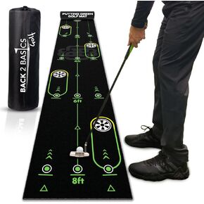 Putting Mat - True-to-Life Green Simulation Golf Putting Mat - Ideal Indoor/Outdoor Training Aid - Created by Expert Golfers - Golf Gifts for Christmas (Black)