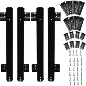 Keyboard Slide, KINJOEK 14 Inch 2 PCS Heavy Duty Ball Bearing Slides, Computer Drawer Tray Accessories, Cabinet Furniture Rails Rack with Adjustable Height Bracket and Screws, Black