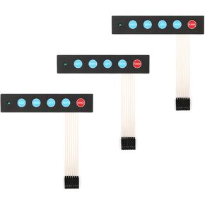 3Pcs 1x5 Matrix Array Membrane Switch 5 Key Display Switch Keypad Keyboard with LED Light Switch 7Pin for Arduino