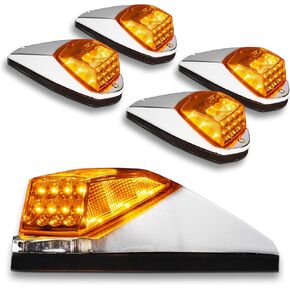 TRUE MODS Amber LED Cab Marker Light Kit for Semi Truck [DOT FMVSS 108] [SAE P2PC] [Universal Fit] [Reflector Lens] [Waterproof] Roof Lights for Peterbilt Freightliner International Kenworth Mack