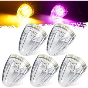 Partsam Cab Light, 5Pc 21 LED Dual Color Torpedo Cab Marker Roof Running Top Light, Waterproof Heavy Duty International Truck Replacement, for Kenworth/Peterbilt/Freightliner/Mack (Amber/Blue)