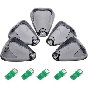 5 X Cab Marker Light Smoke Cover Amber LED Compatible with 1999-2016 Ford F150 F250 F350 F450 E150 E250 E350 E450 Super Duty Pickup Truck, Cab Roof Running Light, Top Clearance Light (without Base)