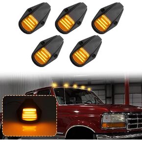 LED Cab Roof Marker Lights Compatible with F150 F250 1984-1996 & F250 HD 1997 & F350 1984-1997 & F Super Duty 1988-1997 Running Top Marker Lamp (Smoked Lens & Amber Light)