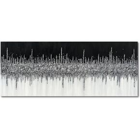 Art Hand-Painted Black and Gray wall Art Textured Oil Paintings Modern Abstract wall Art Home decor 24x60 Inches