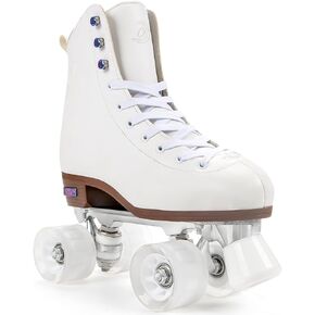 Besketo Roller Skates for Women, Classic PU Leather High-top Roller Skates Shoes, Double-Row Roller Skates for Unisex, Four-Wheel Roller Skates Indoor Outdoor for Beginner