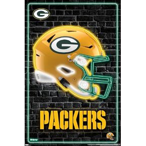 Trends International NFL Green Bay Packers - ملصق حائط نيون خوذة 23، 22.37 بوصة × 34.00 بوصة، نسخة غير مؤطرة in Kuwait