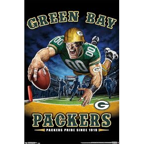 Trends International NFL Green Bay Packers - End Zone 17 Wall Poster, 22.375" x 34", Poster & Mount Bundle