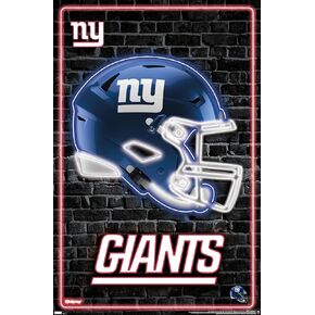 Trends International NFL New York Giants - Neon Helmet 23 Wall Poster, 22.37" x 34.00", Poster & Mount Bundle