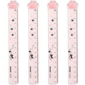 4 Pcs 15CM Pink Cats Claw Straight Rulers, Plastic Measuring Tool Kawaii Measuring Rulers Plastic Scale Rulers Cute Rulers, Drafting Tools and Drafting Kits