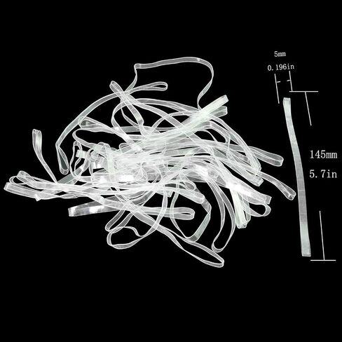 شريط مطاطي Longdex 60 قطعة 145 × 5 مم أربطة مطاطية شفافة مقاومة للأشعة فوق البنفسجية من مادة TPU in Saudi Arabia