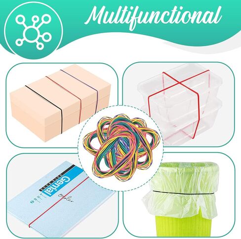 7" Multicolor Extra Large Rubber Bands - Assorted Mixed Color Rubber Bands, Rubber Bands for Office, School & Home, Stretchable Rubber Elastics Bands, Big Size Rubber Bands (Multicolor, 48 Pack) in Saudi Arabia