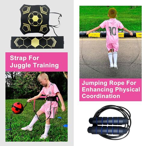 هدف كرة القدم المحمول من HAOWIN للفناء الخلفي، معدات تدريب على المرمى منبثقة مقاس 10.16 سم × 7.62 سم ​​مع سلم رشاقة ومخاريط مسطحة وحزام شعوذة وحبل قفز، شبكة كرة قدم مع حقيبة حمل in Kuwait