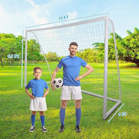 10 x 6.5 FT Soccer Goal with 2 Nets and Oxford Carry Bag Backyard Soccer Goal with Weatherproof Frame Ground Stakes Portable PVC Full Size Soccer Goal Post for Kid Adult Practice Training in Saudi Arabia