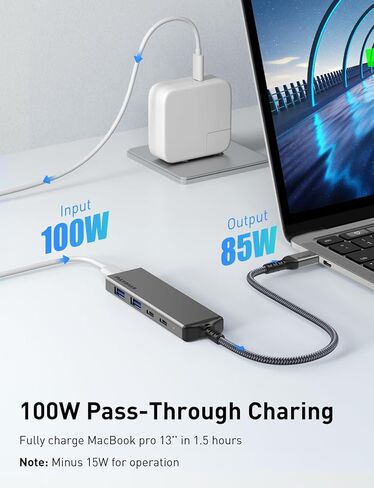 محول USB C HUB متعدد المنافذ، مع منفذ USB C PD بقدرة 100 وات، ومنفذي بيانات USB C ومنفذي بيانات USB A، ومحور USB C 5 في 1 إلى USB 3.2 Gen 1 لسلسلة iPhone 15، وMacBook Pro/Air، وiPad Pro ، سيرفيس، XPS، جالاكسي in Kuwait