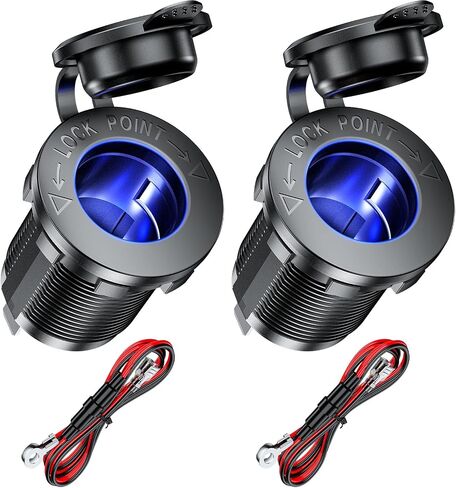 KEWIG 12V Cigarette Lighter Socket, Waterproof Cigarette Lighter Socket Replacement DIY Kit for Car Boat Marine Motorcycle ATV RV Truck Golf Cart and More, 2 Pack in Saudi Arabia