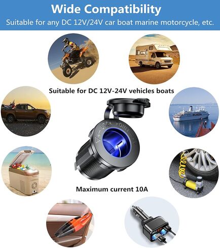 KEWIG 12V Cigarette Lighter Socket, Waterproof Cigarette Lighter Socket Replacement DIY Kit for Car Boat Marine Motorcycle ATV RV Truck Golf Cart and More, 2 Pack in Saudi Arabia