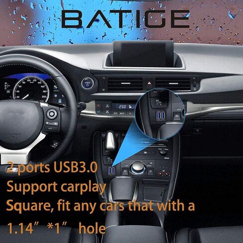 BATIGE Dual Ports Square USB 3.0 Panel Flush Mount Extension Cable with Buckle for Car Truck Boat Motorcycle Dashboard-3ft in Saudi Arabia