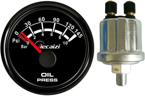 52mm/2-1/16" 10-184 ohms Oil Pressure Gauge Fuel Pressure Gauge 0-10bar 0-145psi 7 Backlight Colors with Sender in Kuwait