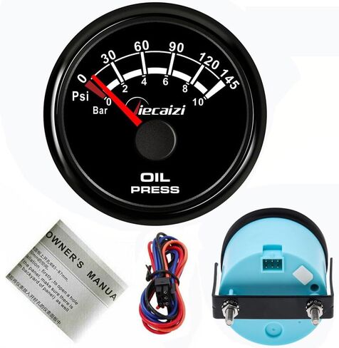52mm/2-1/16" 10-184 ohms Oil Pressure Gauge Fuel Pressure Gauge 0-10bar 0-145psi 7 Backlight Colors with Sender in Kuwait