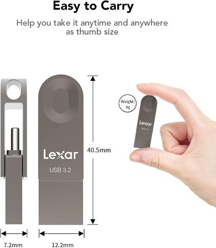 محرك أقراص فلاش USB Lexar E32C سعة 128 جيجابايت من النوع C، USB-A&USB-C 3.2 Gen 1 محرك مزدوج OTG 100 ميجابايت/ثانية للقراءة، محرك إبهام بتصميم دوار لـ USB 3.0/2.0، عصا ذاكرة للهواتف الذكية التي تعمل بنظام Android والكمبيوتر المحمول والكمبيوتر الشخصي in Kuwait