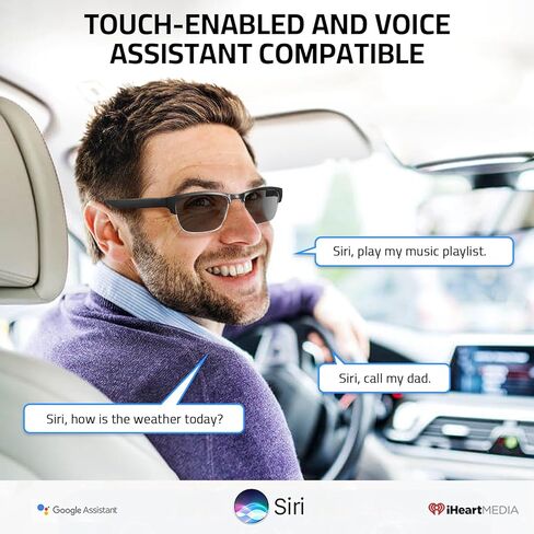 نظارات ذكية بلوتوث - نظارات شمسية مضادة للماء IP5 للنساء والرجال، صوت مفتوح للأذن وميكروفون مدمج ومكبرات صوت، عدسات نظارات شمسية مستقطبة للأجهزة الذكية ومساعد صوتي (فضي) in Kuwait