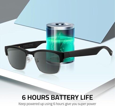 نظارات ذكية بلوتوث - نظارات شمسية مضادة للماء IP5 للنساء والرجال، صوت مفتوح للأذن وميكروفون مدمج ومكبرات صوت، عدسات نظارات شمسية مستقطبة للأجهزة الذكية ومساعد صوتي (فضي) in Kuwait