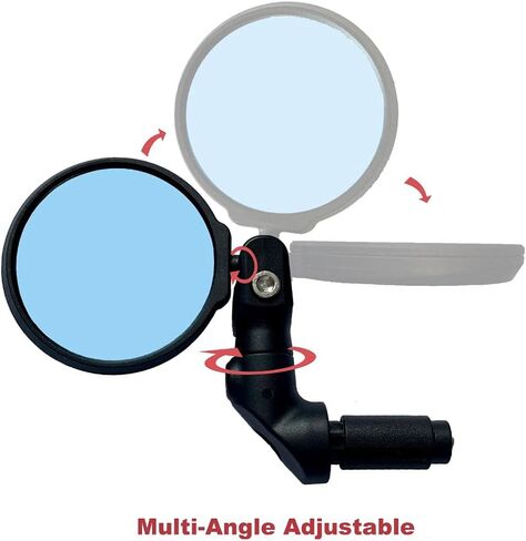 Hafny NEW Multi-Adjustable Bar End Bike Mirror, HD Safe Blast-Resistance Glass Cycling Mirror, E-bike Mirror, Bicycle Rearview Mirror, HF-M952B-FR08 (Anti-glare Blue Glass) in Saudi Arabia