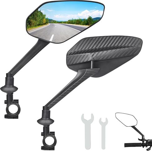 Zacro 2 Pack Bike Mirror, 2024 Upgraded Bike Mirror Handlebar Mount, 360°Adjustable Bicycle Rear View Mirror, Scratch Resistant Glass Lens, Fit for Mountain Bikes, City Road Bikes, E-bikes, Scooter in Saudi Arabia