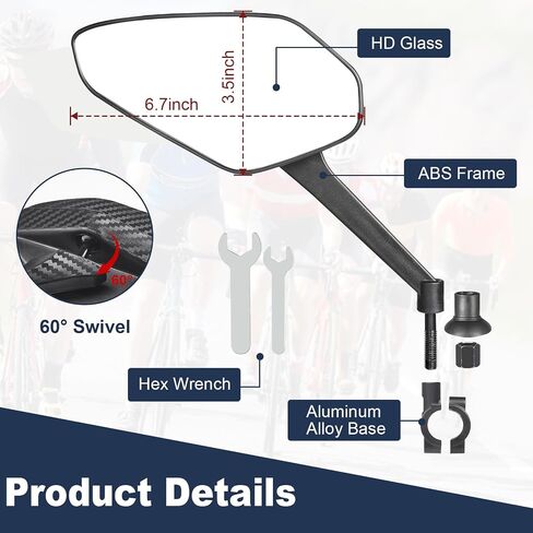 Zacro 2 Pack Bike Mirror, 2024 Upgraded Bike Mirror Handlebar Mount, 360°Adjustable Bicycle Rear View Mirror, Scratch Resistant Glass Lens, Fit for Mountain Bikes, City Road Bikes, E-bikes, Scooter in Saudi Arabia