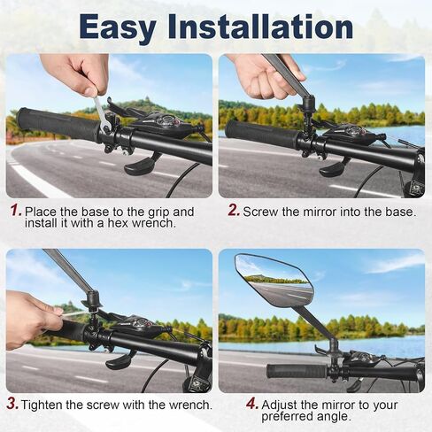 Zacro 2 Pack Bike Mirror, 2024 Upgraded Bike Mirror Handlebar Mount, 360°Adjustable Bicycle Rear View Mirror, Scratch Resistant Glass Lens, Fit for Mountain Bikes, City Road Bikes, E-bikes, Scooter in Saudi Arabia