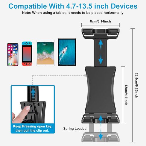 حامل iPad LZSIG للدراجة الثابتة، حامل الكمبيوتر اللوحي على مقود جهاز المشي، حامل للدراجات الثابتة، دراجة التمرين، حامل الميكروفون، ورقة موسيقية مناسبة لـ 4.7-13.5 بوصة، Galaxy والأجهزة اللوحية والهواتف in Kuwait