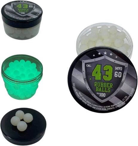 100 x Night Vision Fluorescent Silicon Rubber Balls Paintballs Reballs Glowing in The Dark for Training Self and Home Defense Pistols in 43 Caliber in Kuwait