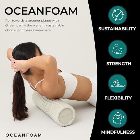 Natural Tidal Roller - Ergonomic Wide Wave Textured Myofascial Back Muscle Massage Foam Roller - Yoga, Athletics, Body Stiffness Stretching Excercises Balance Fitness Trainer - Full Size in Saudi Arabia