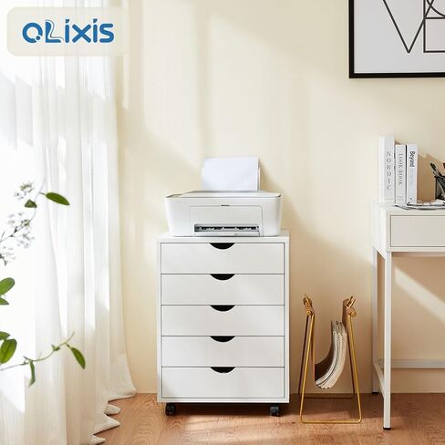 OLIXIS 3 Drawer Wood File Cabinet Small Mobile Lateral Filing Printer Stand Storage with Open Shelf Shelves for Home Office, White in Saudi Arabia