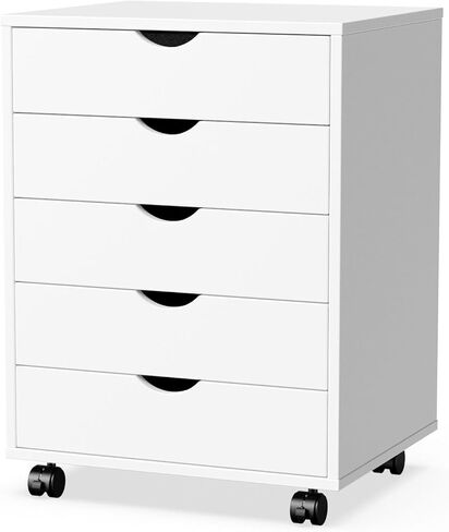OLIXIS 3 Drawer Wood File Cabinet Small Mobile Lateral Filing Printer Stand Storage with Open Shelf Shelves for Home Office, White in Saudi Arabia