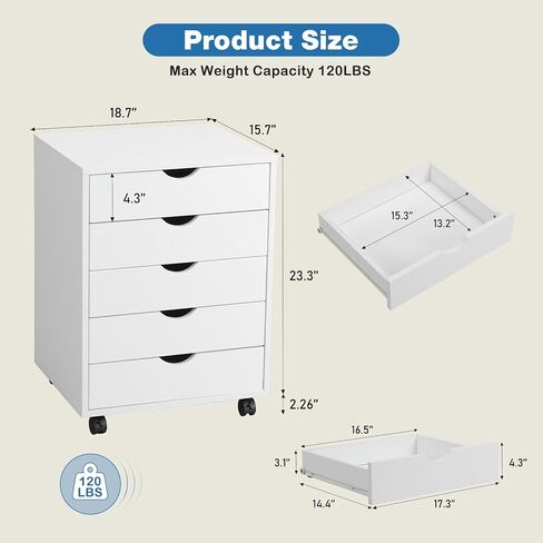 OLIXIS 3 Drawer Wood File Cabinet Small Mobile Lateral Filing Printer Stand Storage with Open Shelf Shelves for Home Office, White in Saudi Arabia